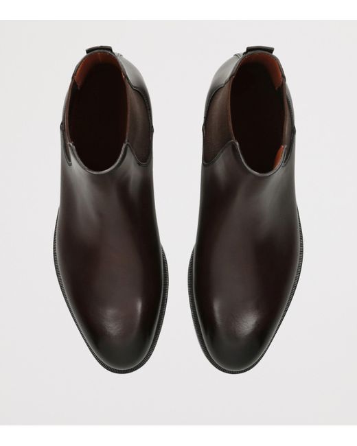 Zegna Brown Leather Torino Chelsea Boots for men