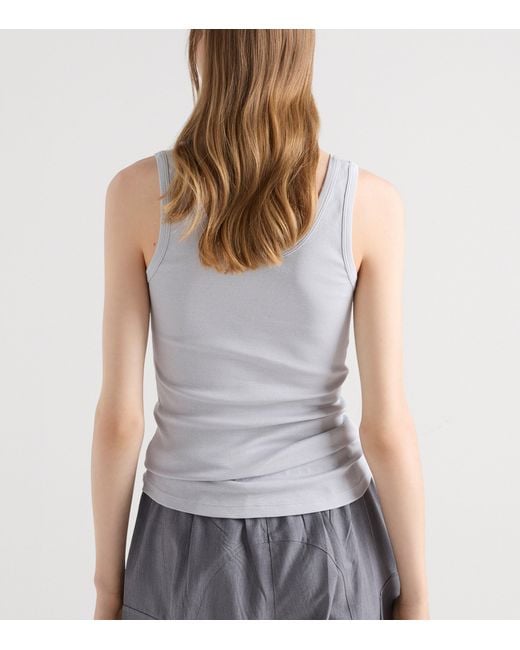 Prada White Cotton Ribbed Tank Top
