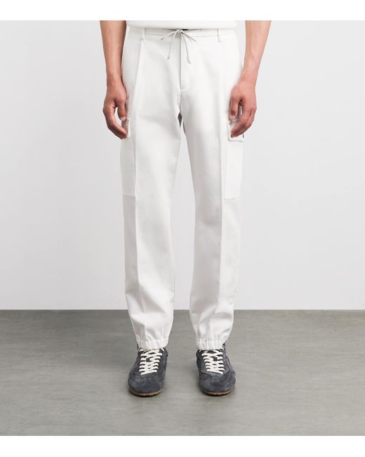 Eleventy White Cotton Cargo Trousers for men