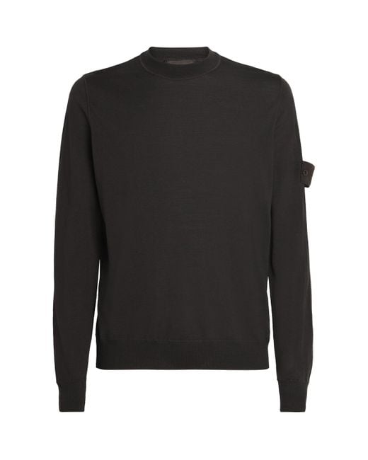 Stone Island Black Wool Ghost Sweater for men