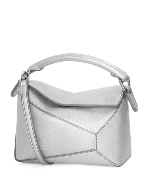 Loewe Gray Mini Leather Puzzle Edge Top-Handle Bag