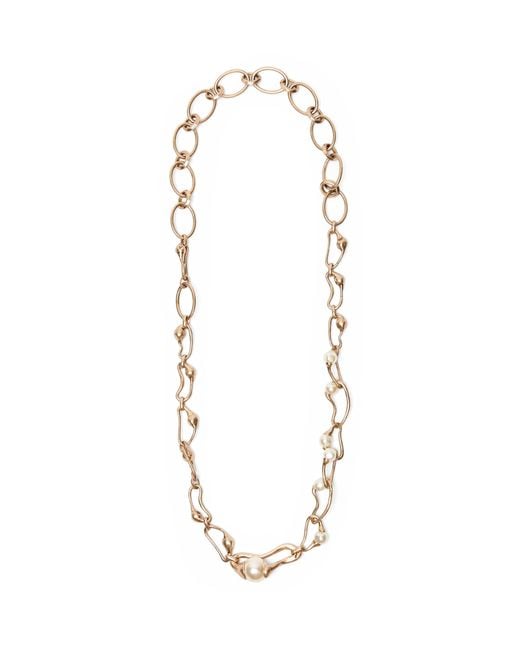 Weekend by Maxmara White Faux Pearl Chain Necklace