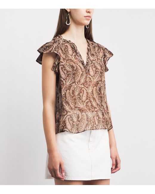 PAIGE Brown Silk Cornelia Blouse