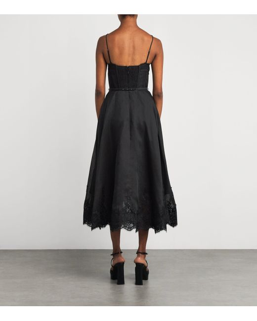 Zimmermann Black Linen-Silk Hypnotic Midi Dress