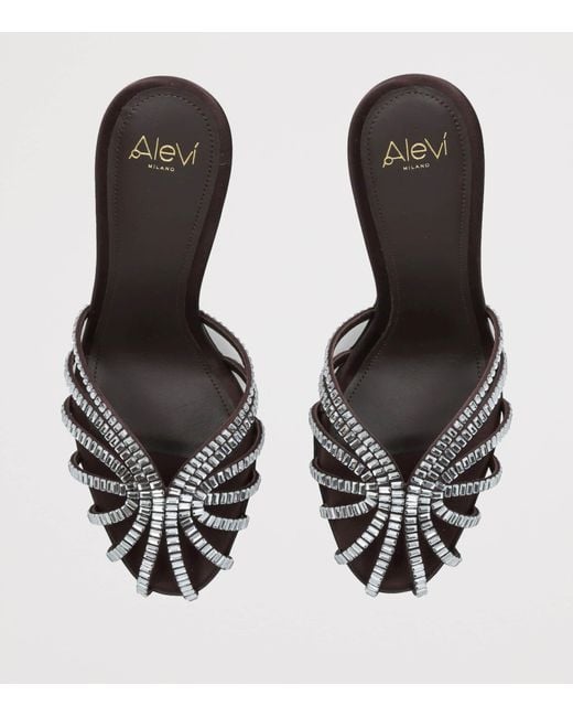 ALEVI Satin Emily Xtal Heeled Sandals 95 in Black | Lyst