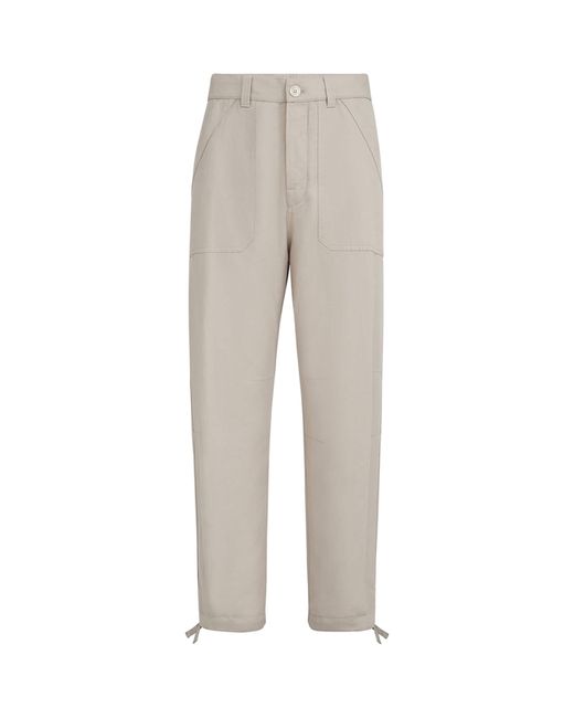Brunello Cucinelli Gray Linen-Cotton Drill Trousers for men