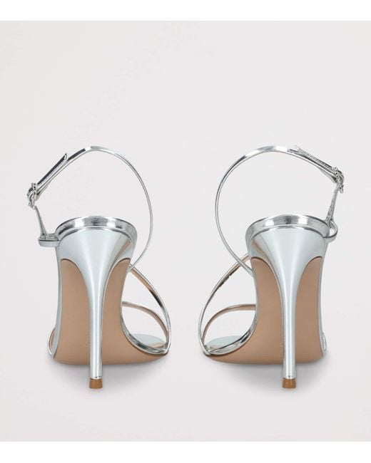 Gianvito Rossi White Metallic Leather Manhattan Heeled Sandals 95
