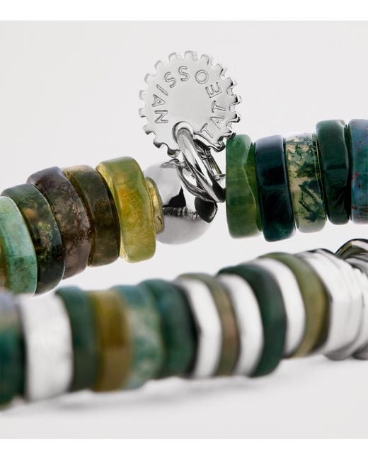 Tateossian Green Sterling And Moss Agate Constellation Bracelet for men