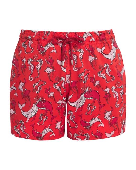 Vilebrequin Red Printed Moorise Swim Shorts for men