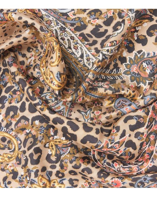 Etro Brown Silk Leopard Scarf