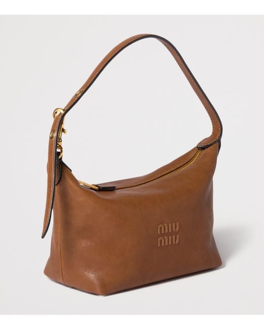 Miu Miu Brown Nappa Leather Pouch