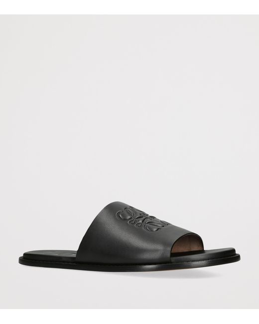 Loewe Black Flex Anagram Slides for men
