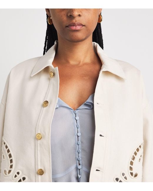 Ulla Johnson White Bobbi Eyelet Denim Jacket
