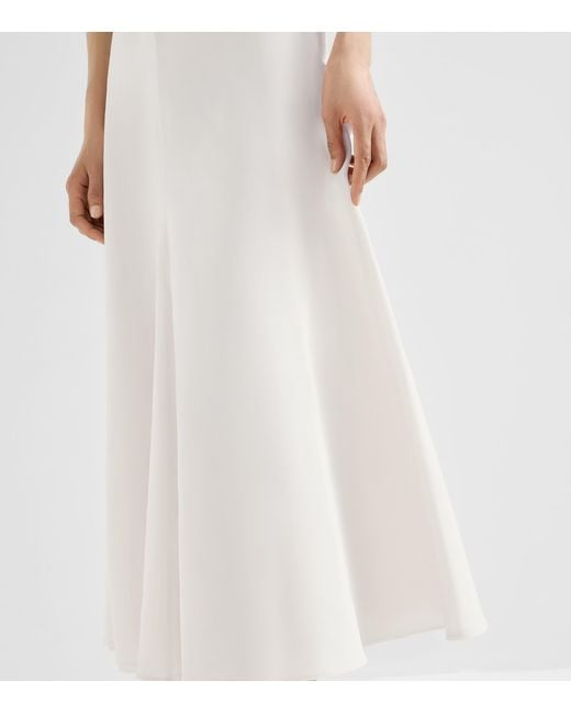 Brunello Cucinelli White Cotton Organza Midi Skirt