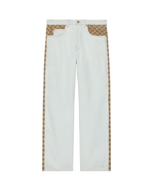 Gucci Blue Gg Canvas Panelled Jeans for men