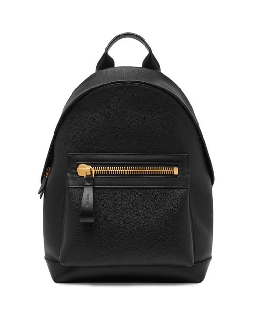Tom Ford Black Grained Leather Buckley Backpack for men