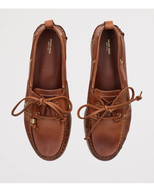 Golden Goose Deluxe Brand Brown Leather Boat Shoes for men