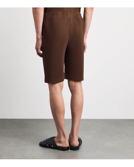 Homme Plissé Issey Miyake Brown Pleated Shorts for men