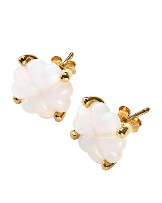 Baccarat White Gold Vermeil And Crystal Trèfle Iridescent Stud Earrings