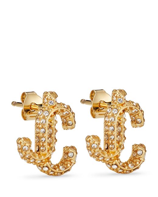 Jimmy Choo Metallic Crystal-Embellished Jc Stud Earrings