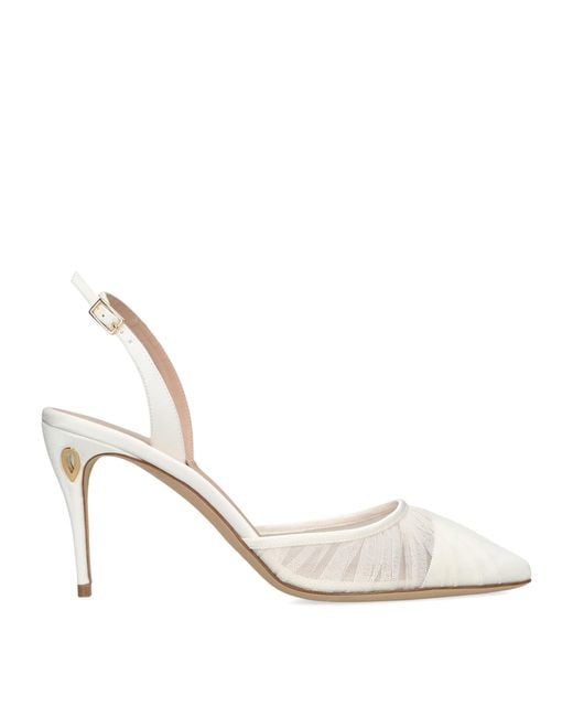 JENNIFER CHAMANDI White Tulle Vittorio Slingback Pumps 85