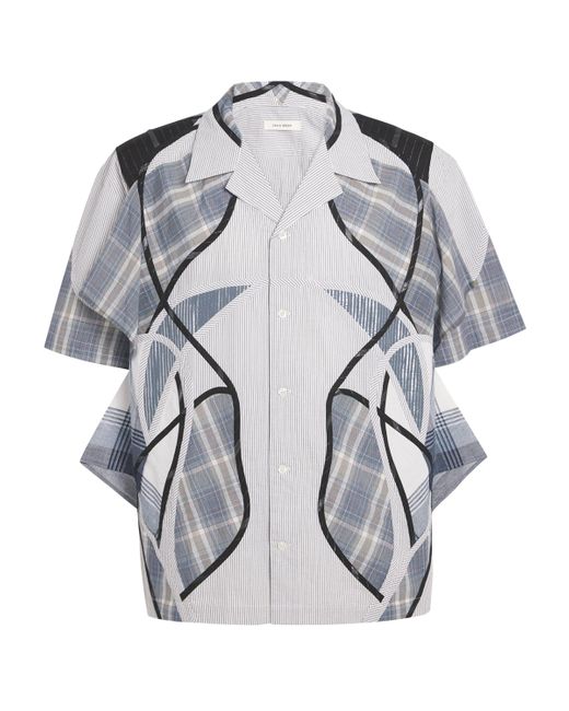 Craig Green Blue Cotton Patchwork Short-Sleeve Shirt for men