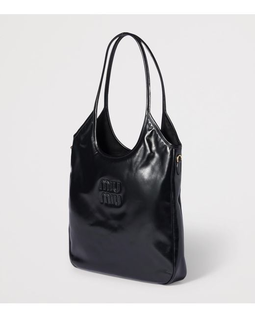 Miu Miu Black Leather Ivy Top-Handle Bag