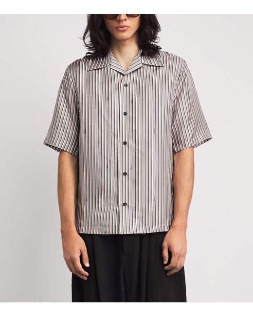 Amiri Gray Silk Stripe Script Shirt for men