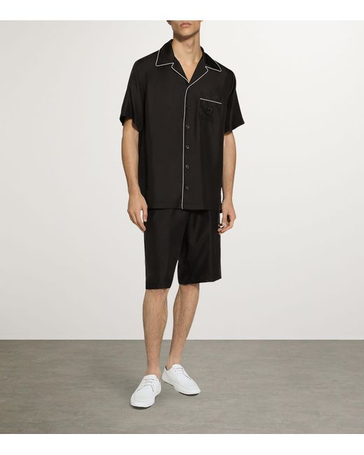 Dolce & Gabbana Black Silk Short-Sleeve Shirt for men