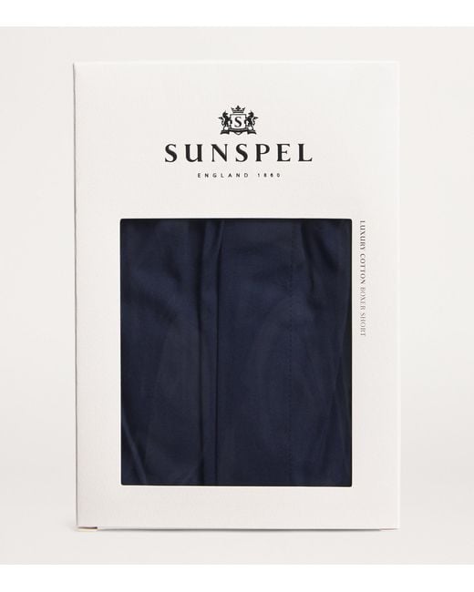 Sunspel Blue Cotton Classic Boxer Shorts for men