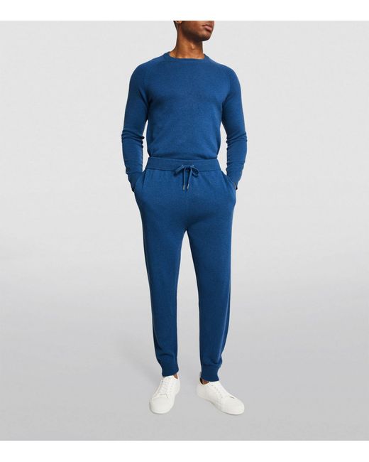 Derek Rose Blue Cashmere Finley Sweatpants for men
