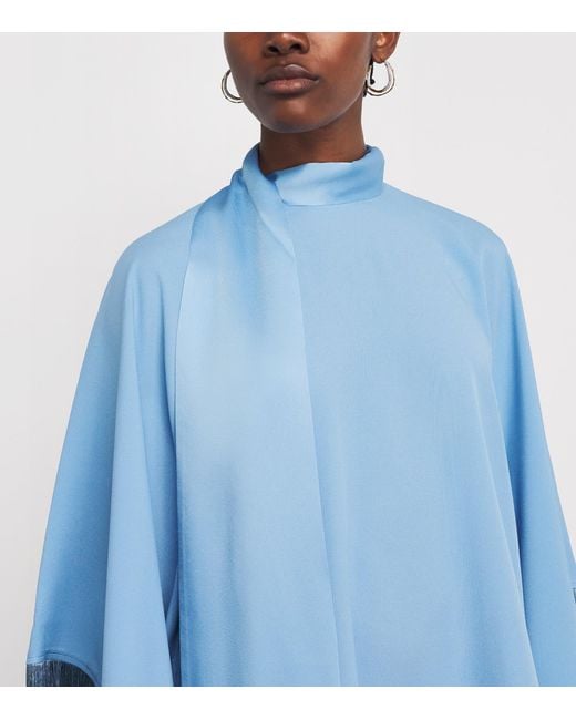 ‎Taller Marmo Blue Fringed Mrs Ross Kaftan Dress