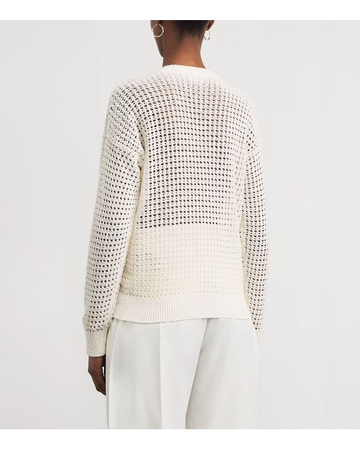 Eleventy White Silk Open-Knit Sweater