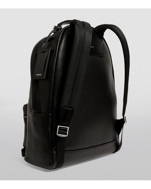 Sandro Black Leather-Trim Backpack for men