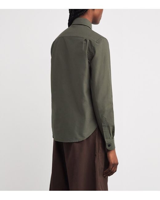 With Nothing Underneath Green Cotton-Wool Classic Shirt