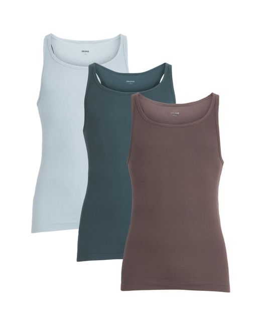Skims Blue Cotton Ribbed Vests for men
