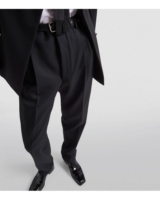 Prada Black Belted Tailored Trousers for men