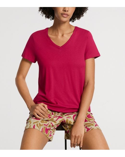 Hanro Pink Stretch-Cotton Sleep & Lounge T-Shirt