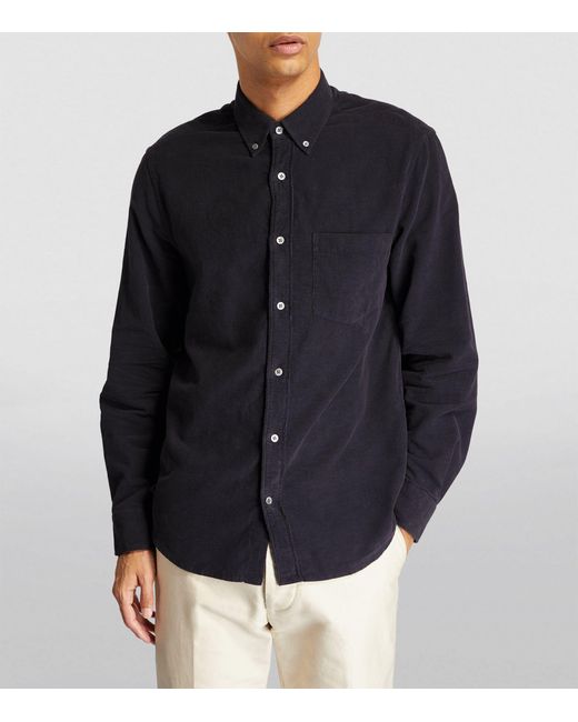 Dunhill Blue Cotton-cashmere Corduroy Shirt for men