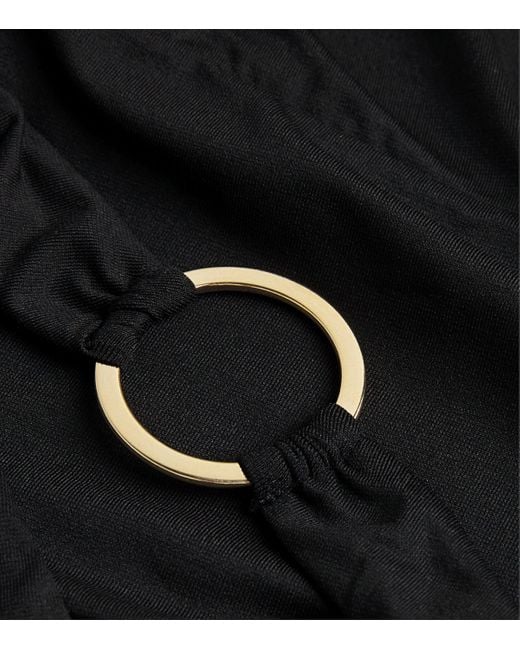 ‎Taller Marmo Black Ring-Gathered Crocodile Bikini