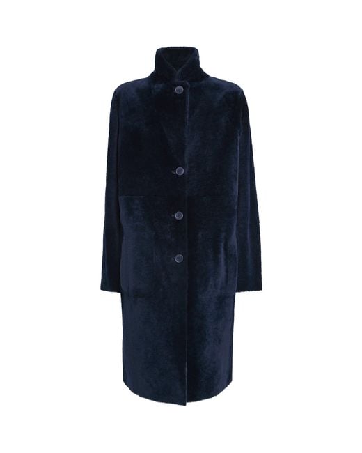 Joseph Blue Shearling Reversible Brittany Coat