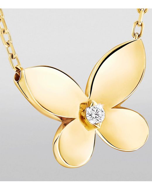 Graff Metallic Mini Yellow Gold And Diamond Butterfly Necklace