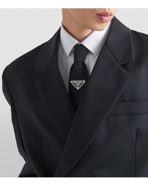 Prada Black Re-Nylon Triangle Tie for men