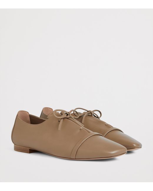 Malone Souliers Brown Nappa Leather Lace-Up Jean Flats