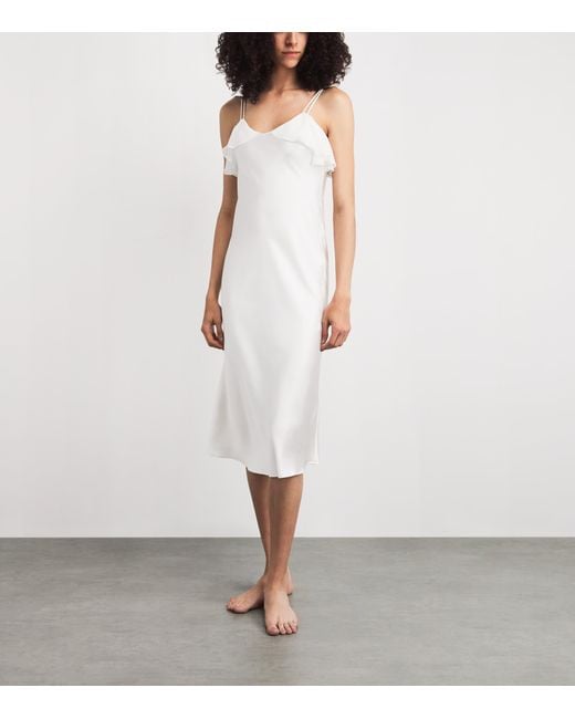Manitu White Mulberry Silk Aurora Midi Slip Dress