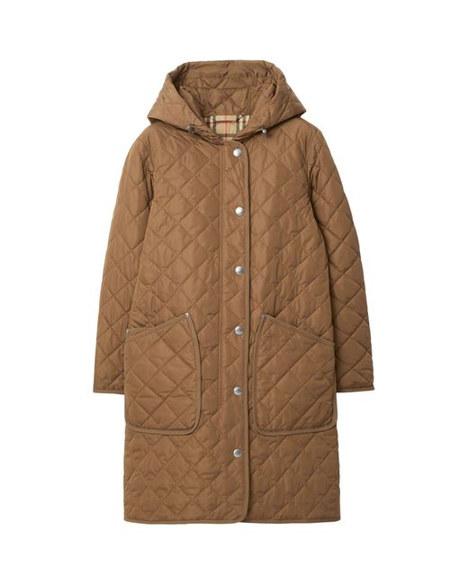 Burberry Brown Quilted Hooded Coat