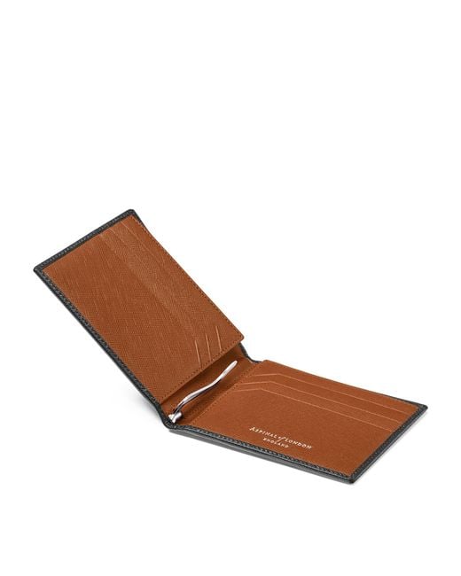 Aspinal Black Leather Bi-Fold Wallet for men