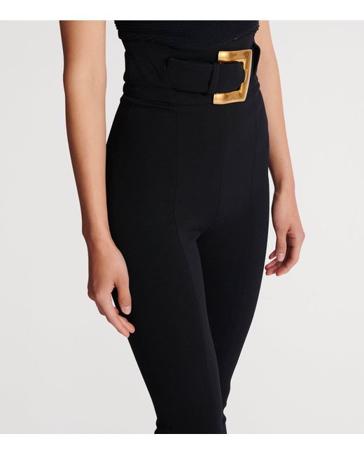 Balmain Black Stretch Belted Slim Trousers