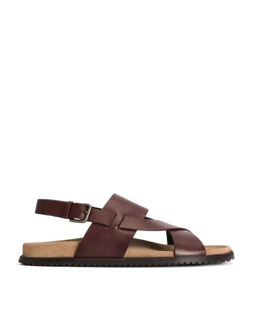 Dolce & Gabbana Brown Leather Cross-Strap Sandals for men