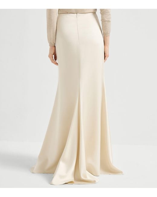 Brunello Cucinelli White Satin Maxi Skirt